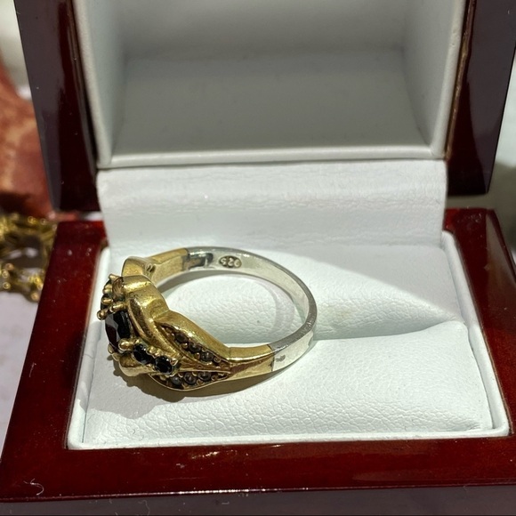 Gold Sterling Silver Vintage Sapphire Vintage SIZE 7 - Picture 5 of 17